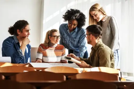 A group of students in a university room
