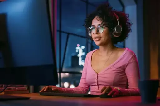 Woman working at a keyboard